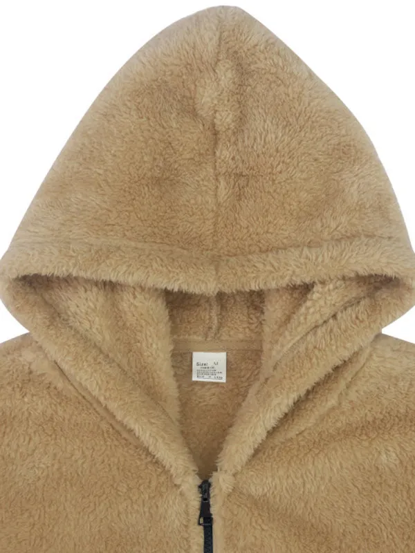 Men's Oversized Hooded Jacket with Plush Faux Fur