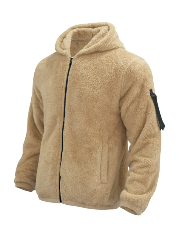 Men's Oversized Hooded Jacket with Plush Faux Fur