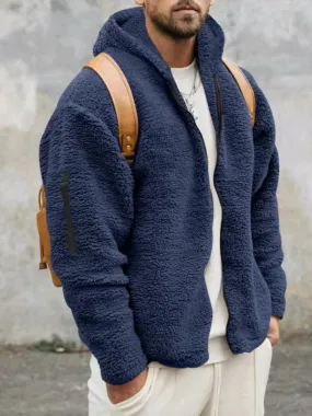 Men's Oversized Hooded Jacket with Plush Faux Fur