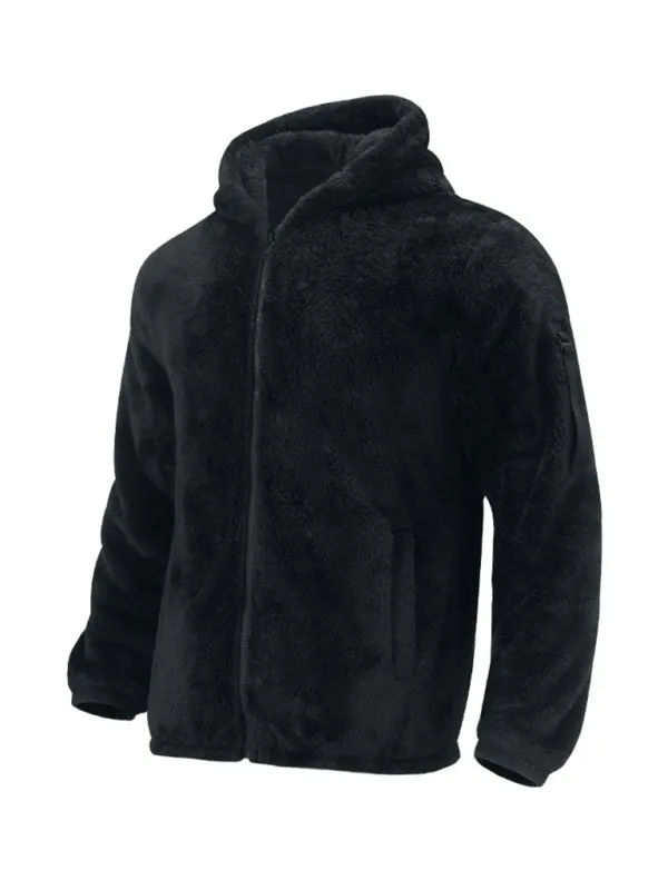 Men's Oversized Hooded Jacket with Plush Faux Fur