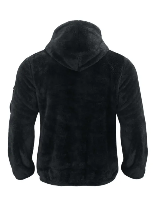 Men's Oversized Hooded Jacket with Plush Faux Fur