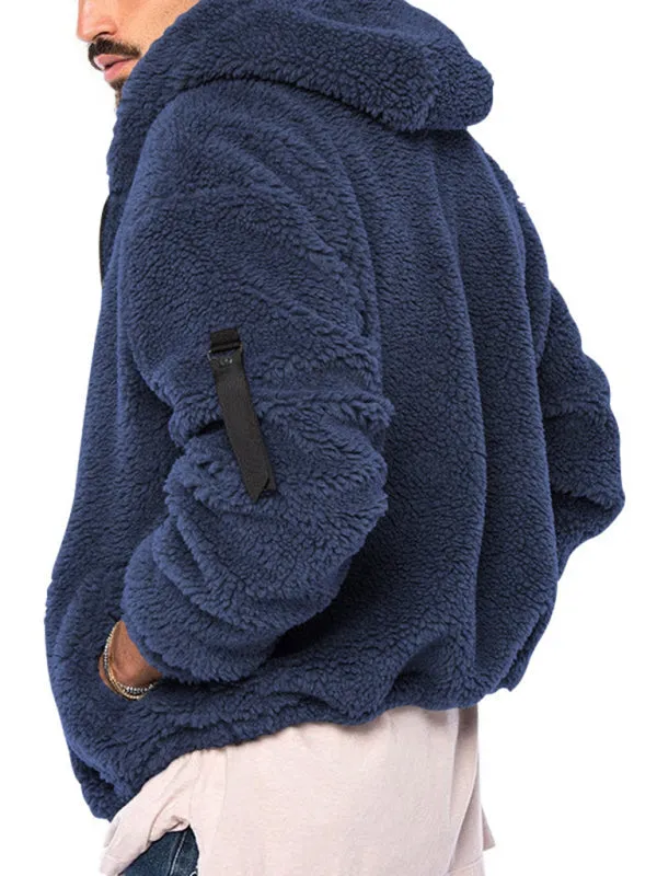 Men's Oversized Hooded Jacket with Plush Faux Fur