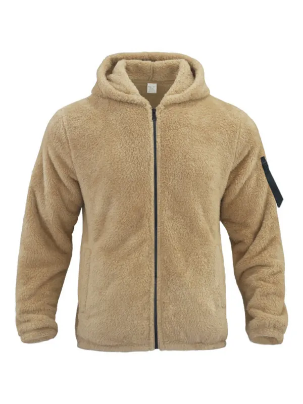 Men's Oversized Hooded Jacket with Plush Faux Fur