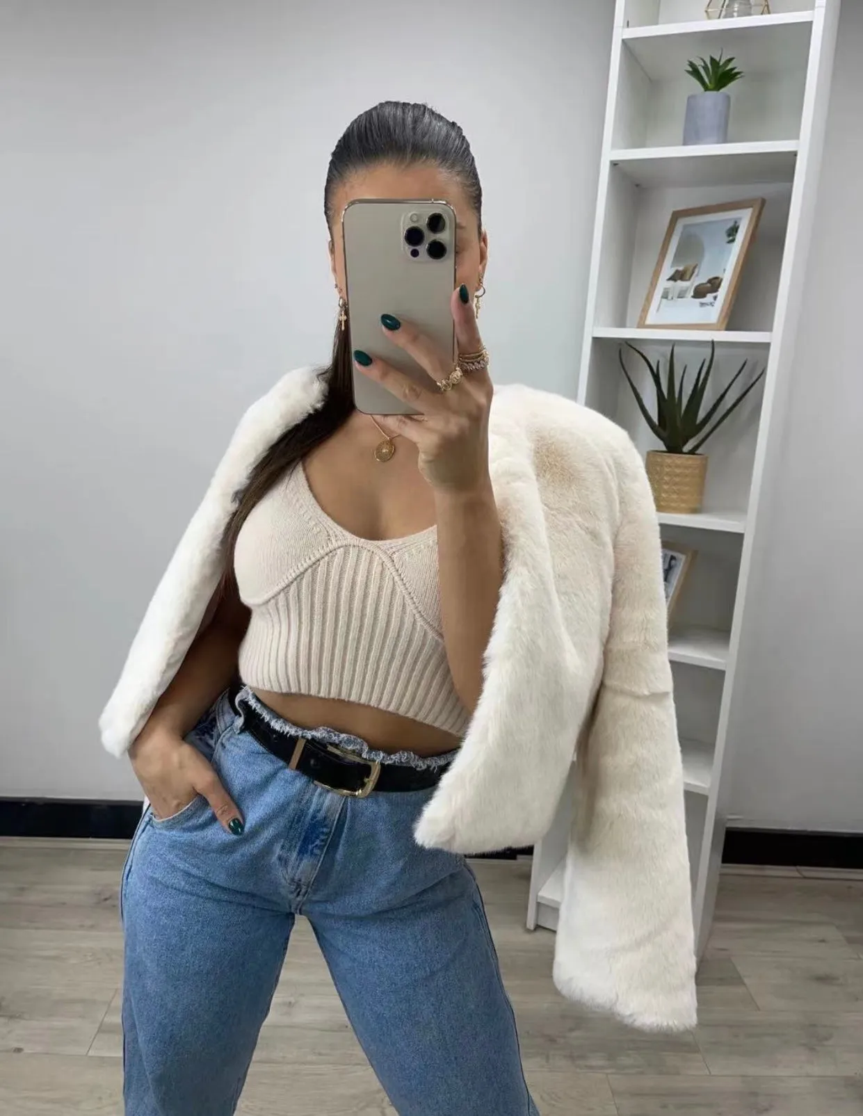 Millie milk faux fur jacket