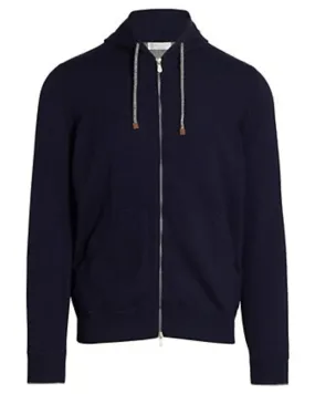 Navy Cashmere Zip Up Hoodie