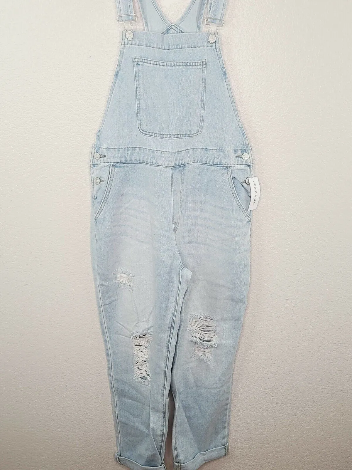 PacSun L.A. Women's Horizon Washed Distressed Baggy Overalls Size Medium