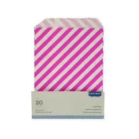 Pink Striped Paper Treat Bags ( Case of 72 )