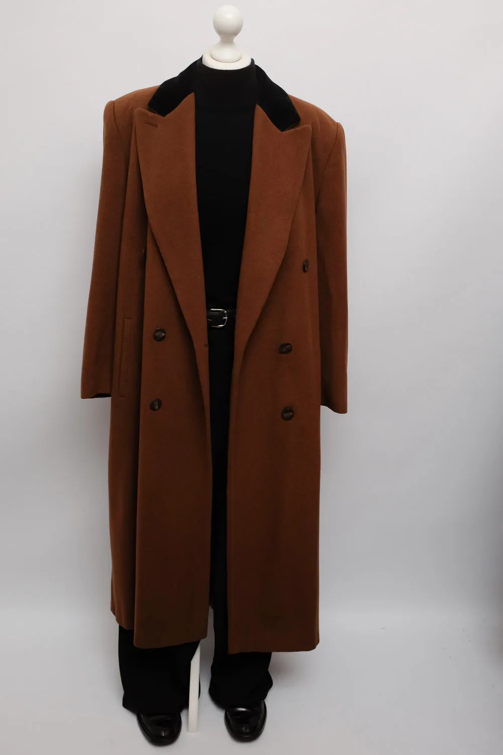 PURE CASHMERE BROWN BLACK MAXI COAT