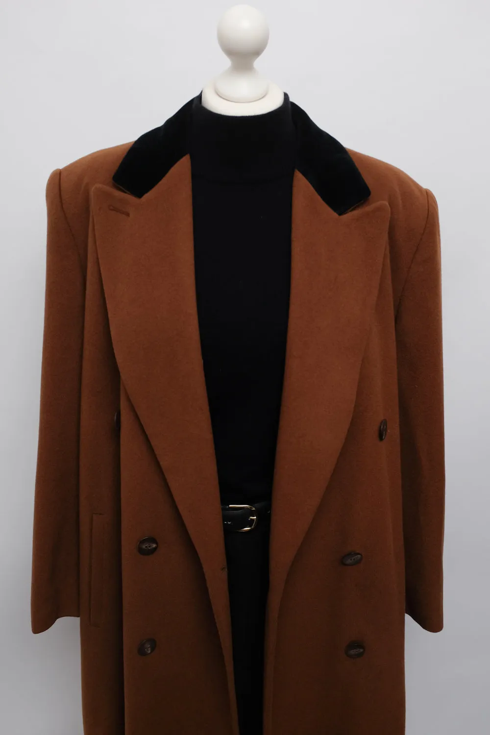 PURE CASHMERE BROWN BLACK MAXI COAT