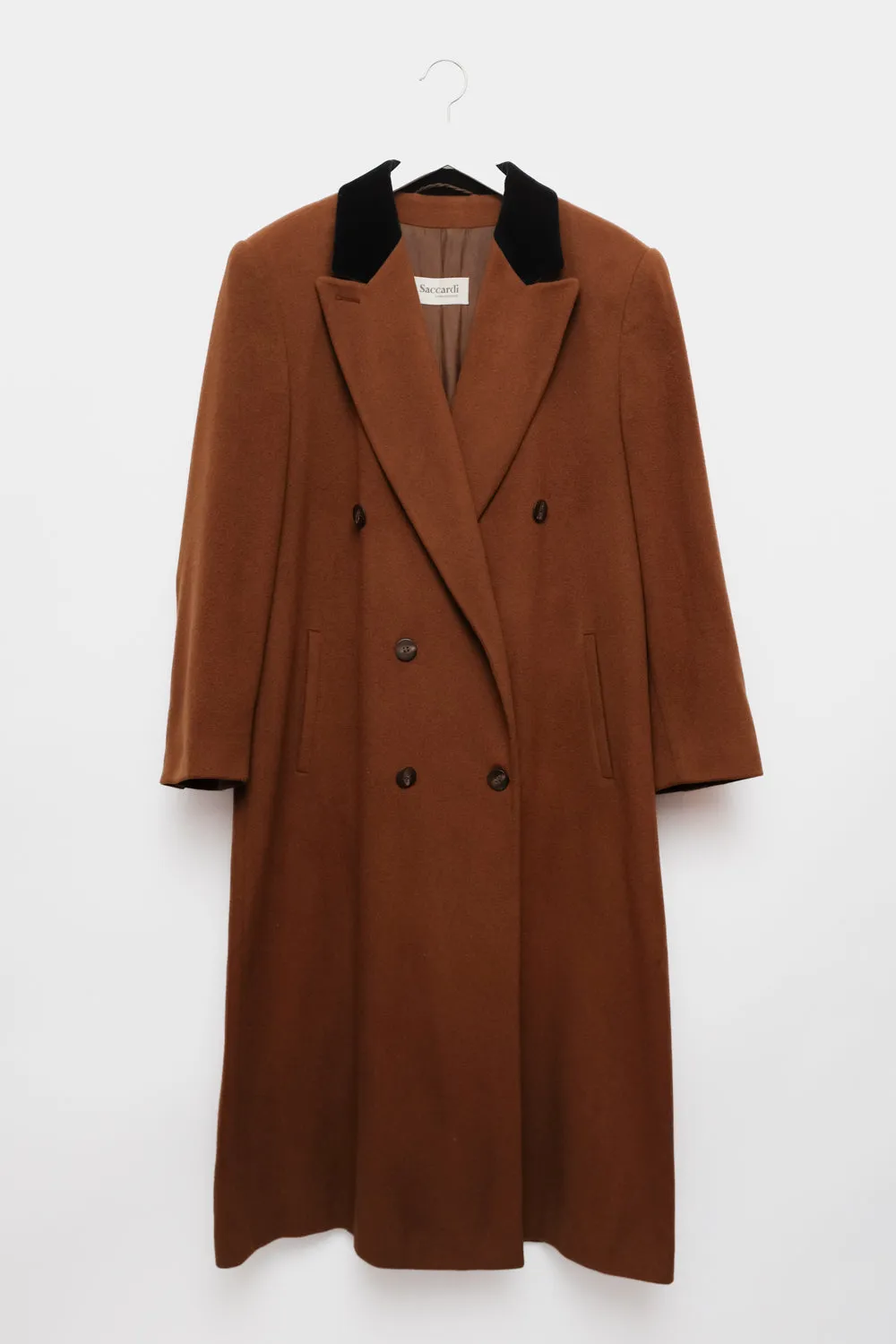 PURE CASHMERE BROWN BLACK MAXI COAT