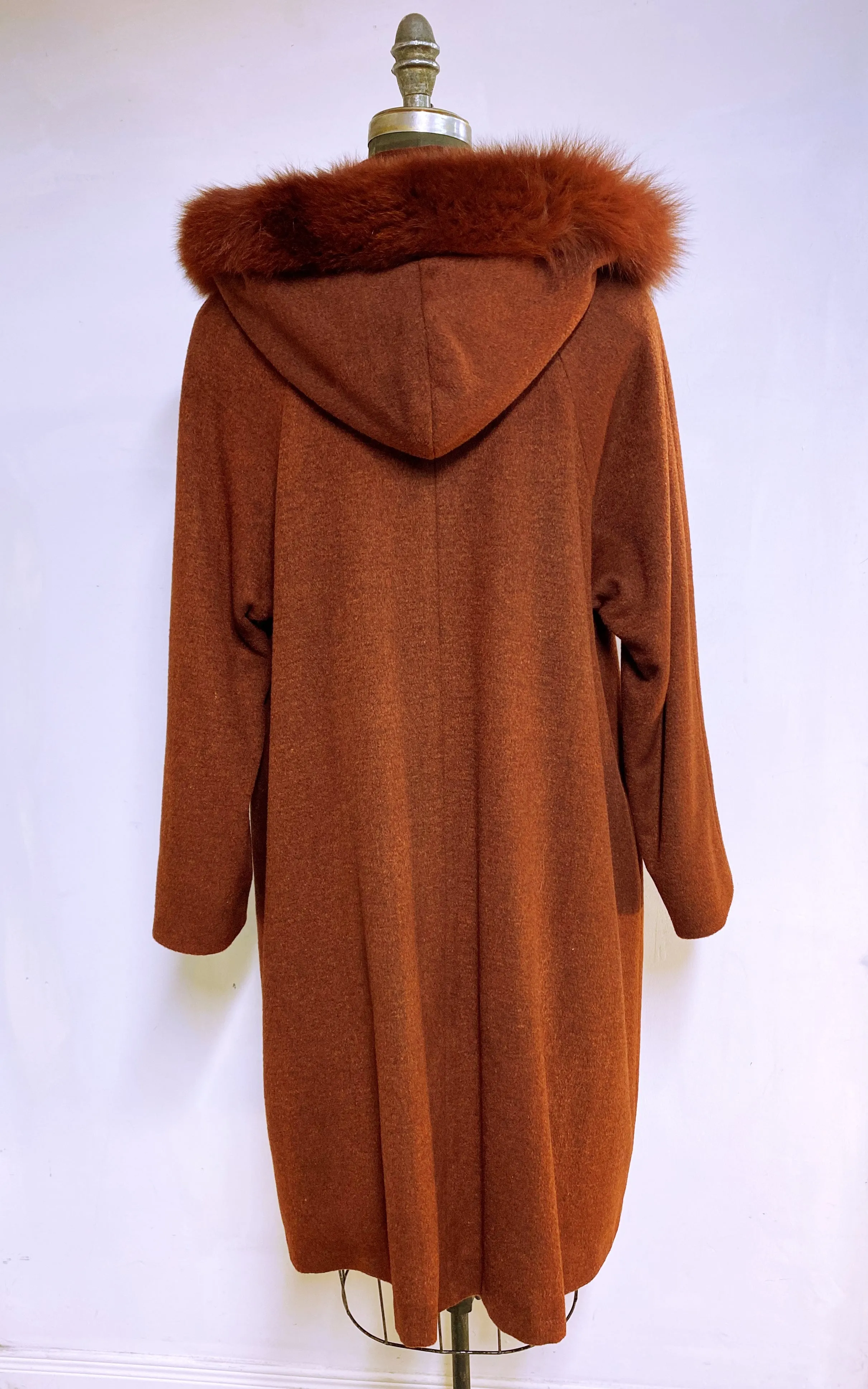 Rachel Coat -Cashmere & Wool Blend - Detachable Fox Hood