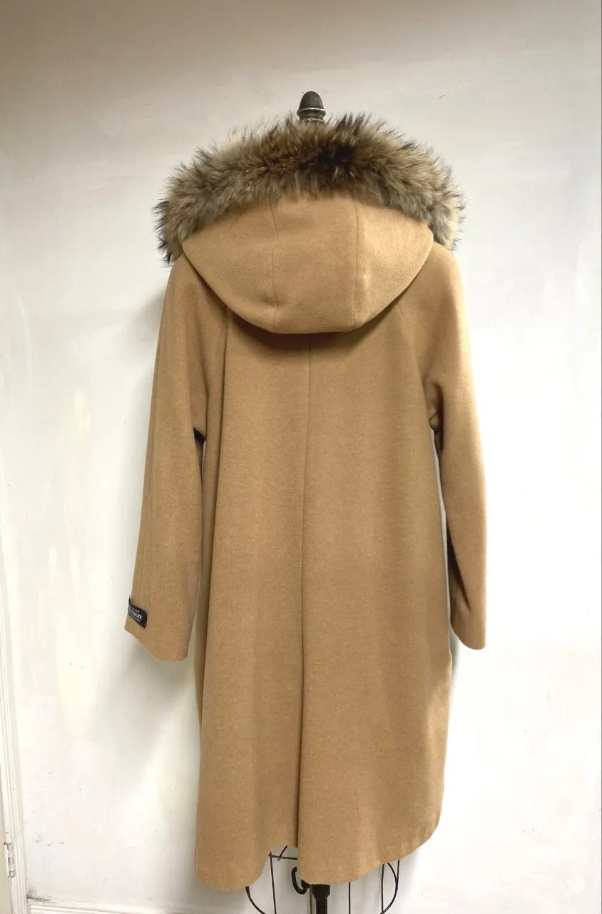 Rachel Coat -Cashmere & Wool Blend - Detachable Fox Hood