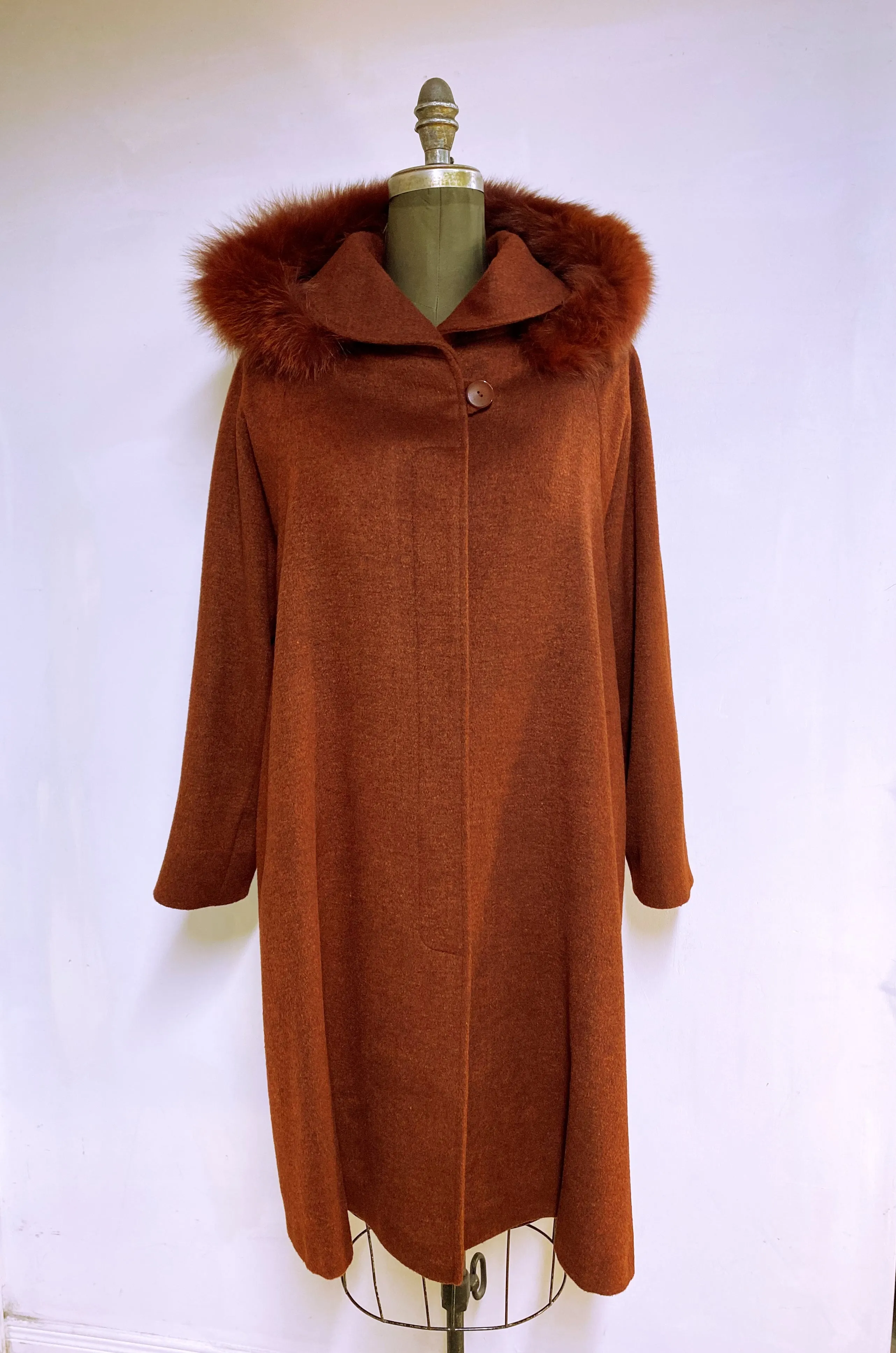 Rachel Coat -Cashmere & Wool Blend - Detachable Fox Hood