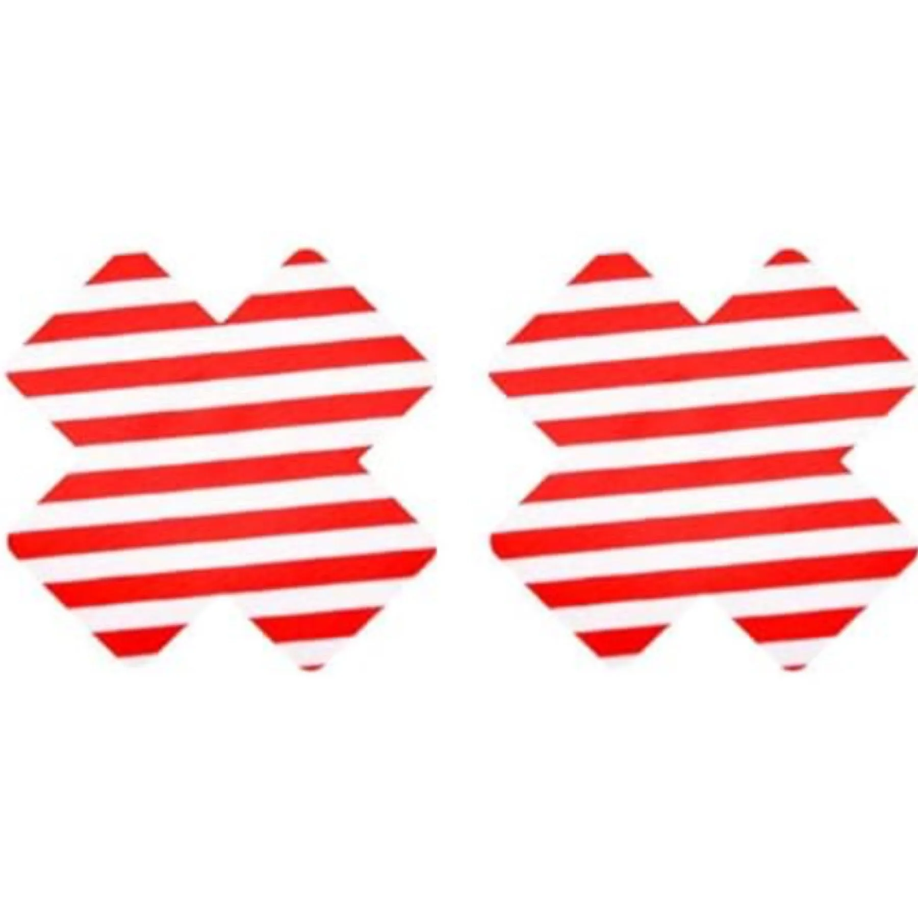 Red Striped X Shaped Breast Petals Pasties