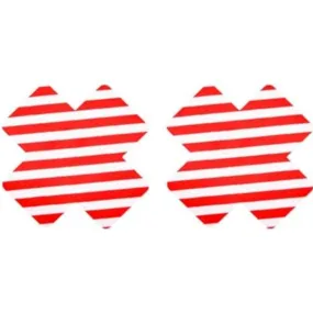 Red Striped X Shaped Breast Petals Pasties