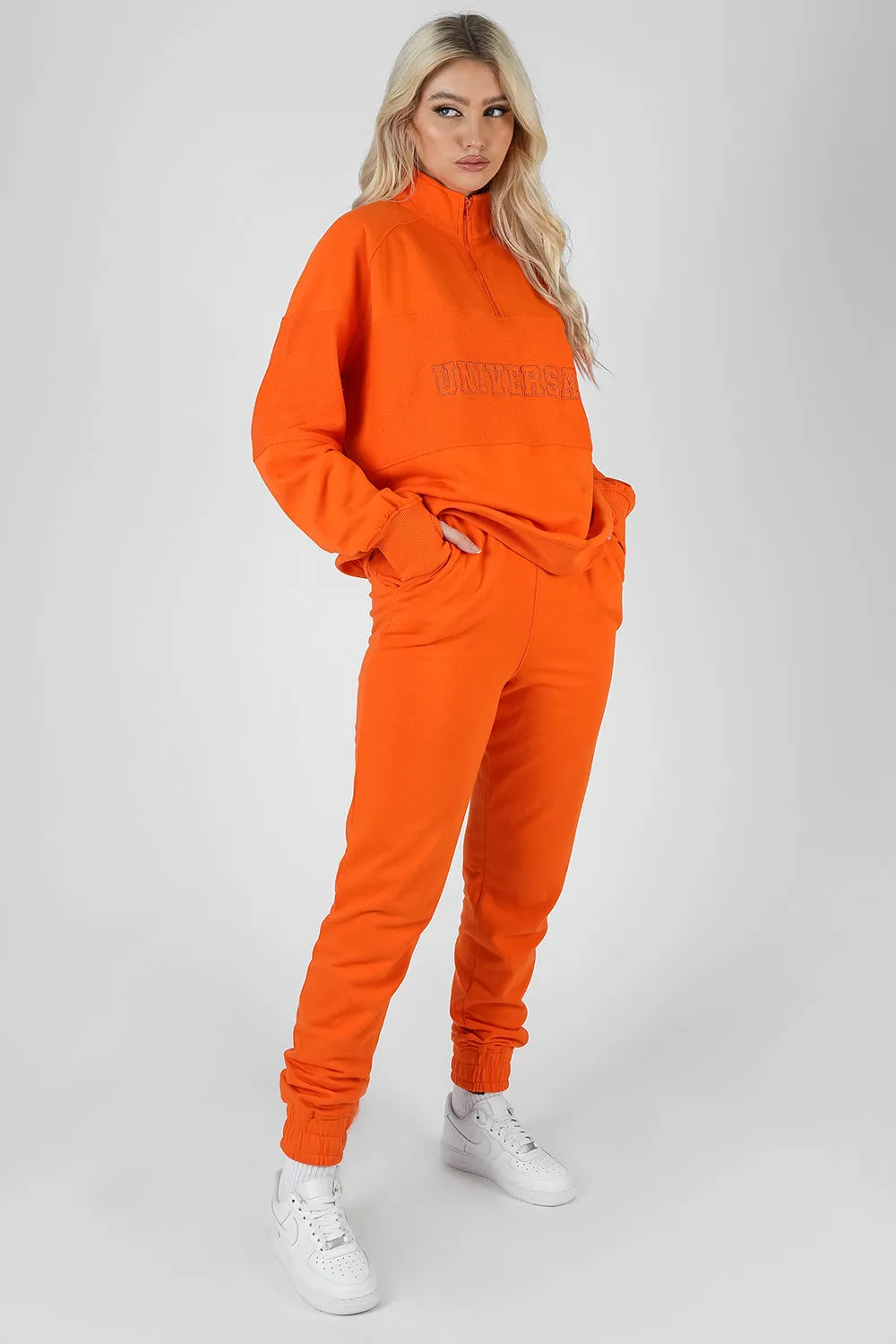 Reverse Panel Relaxed Joggers Orange