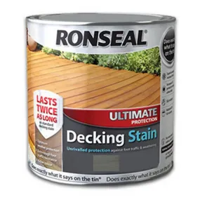 Ronseal Ultimate Decking Stain (Stone Grey) 2.5 Litres Primarily for use on pre-treated decking.- 36911