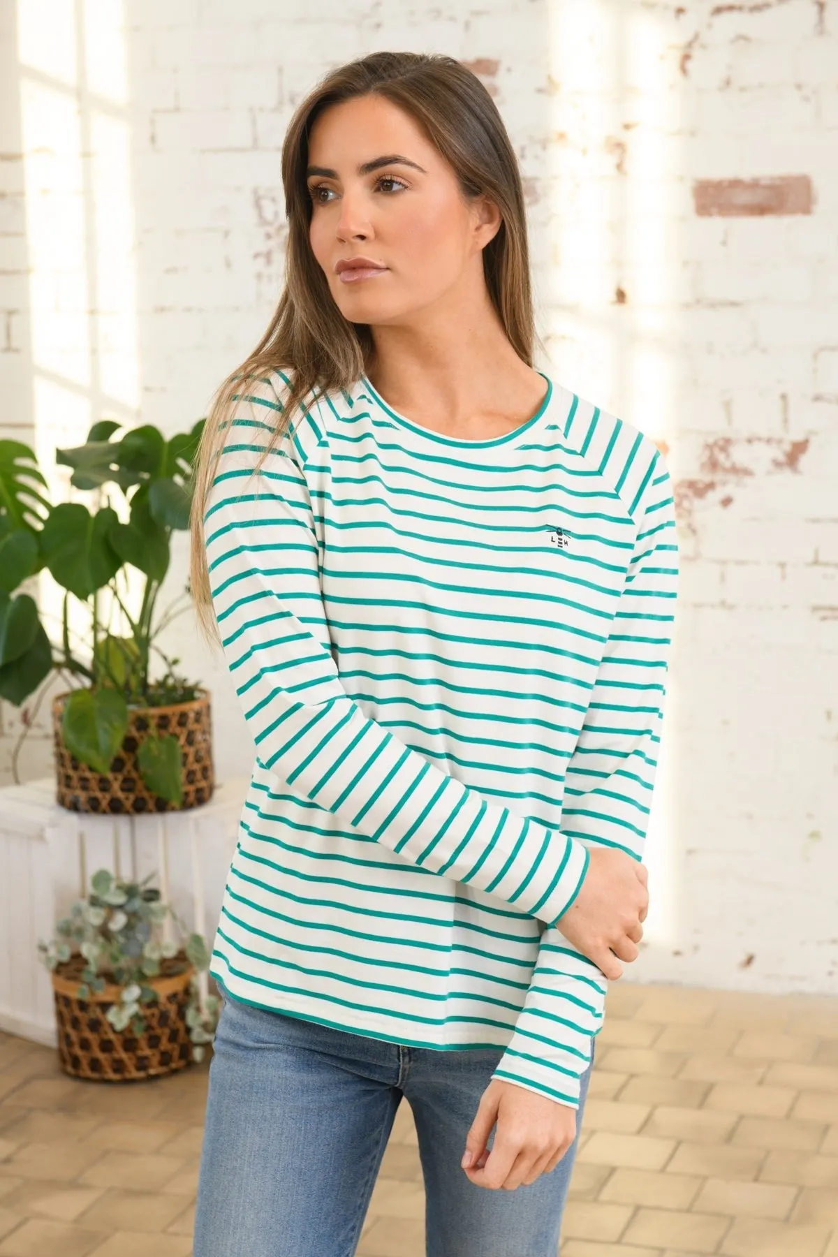 Seashore Long Sleeved Top - Seagrass Stripe