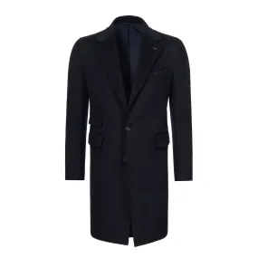 Single-Breasted Cashmere-Blend Coat in Navy Blue. Exclusively Made for Sartale