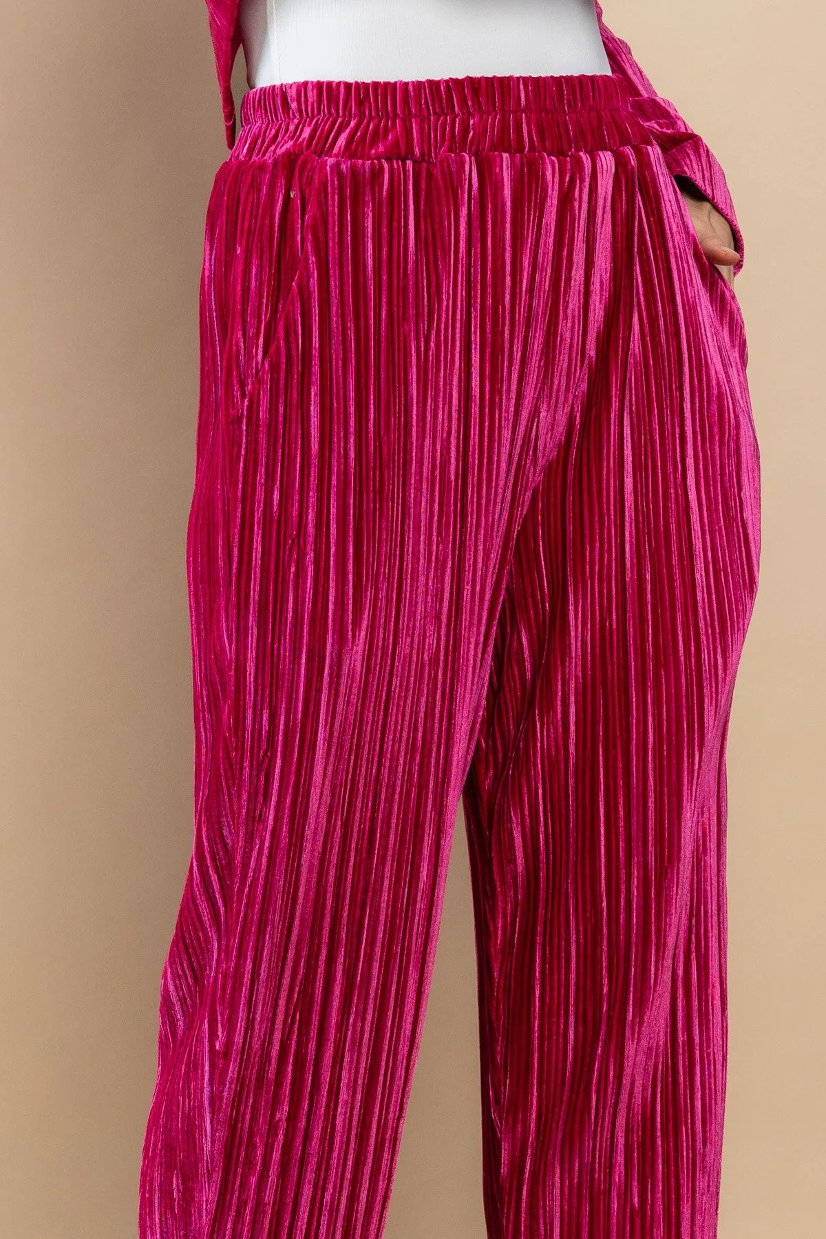 Velvet Dreams Fuchsia Pleated Pants