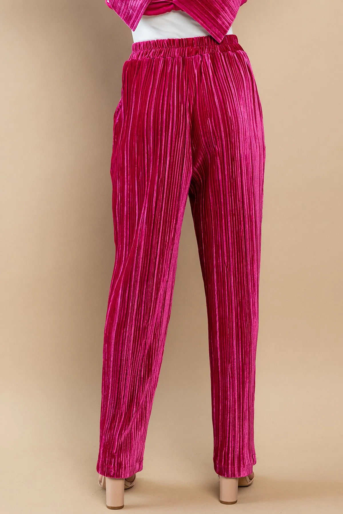 Velvet Dreams Fuchsia Pleated Pants