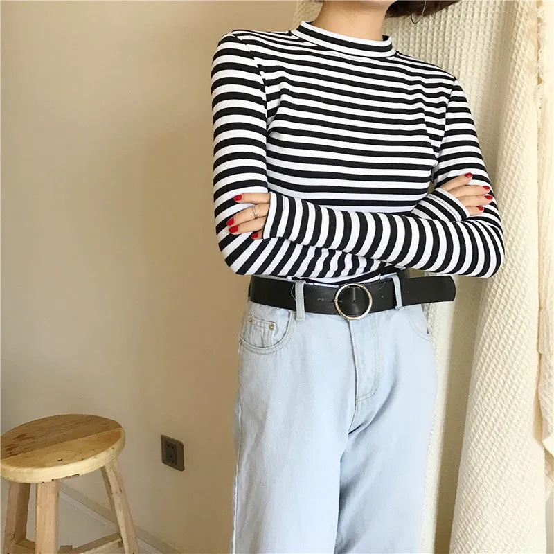 VenusFox Long Sleeve Harajuku Striped T Shirts