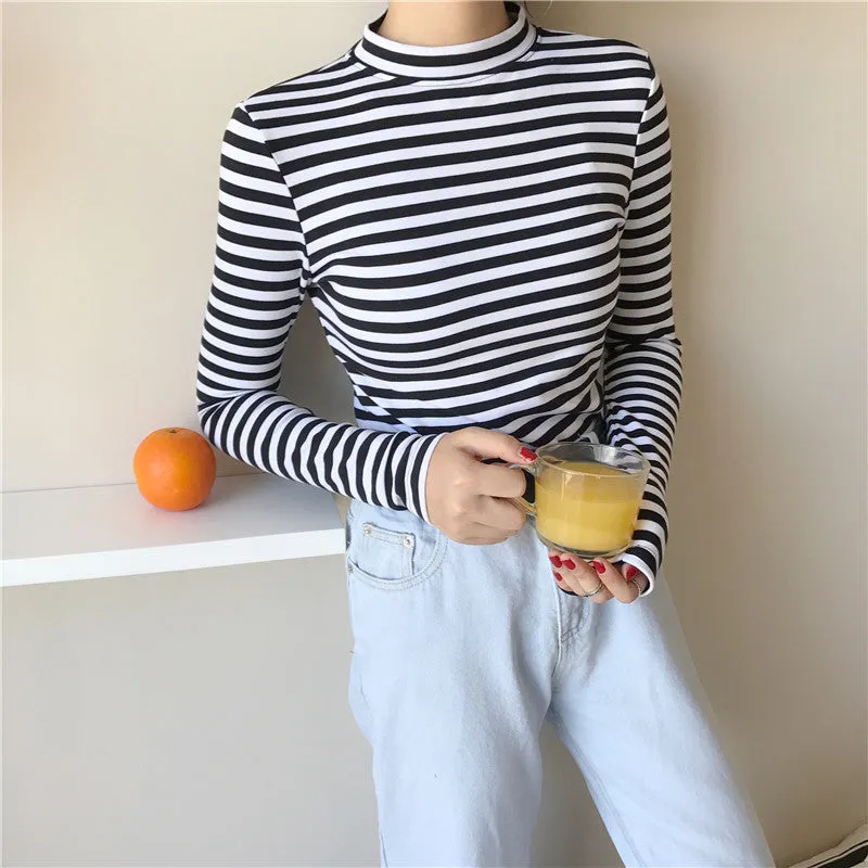 VenusFox Long Sleeve Harajuku Striped T Shirts