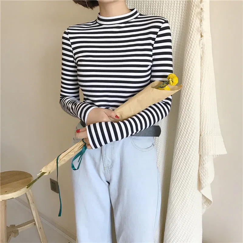 VenusFox Long Sleeve Harajuku Striped T Shirts