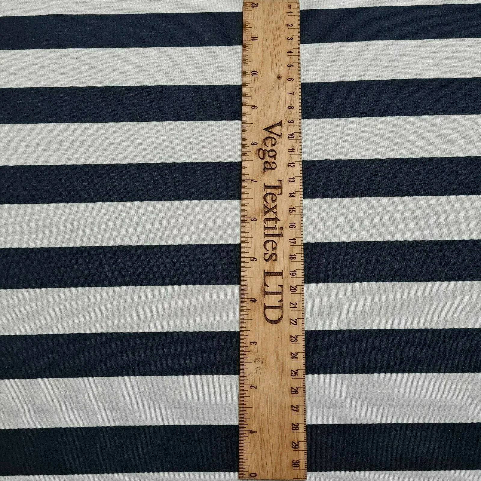 Viscose Polyester Jersey Fabric Navy And White Striped 66" Sold By The Metre A1-103