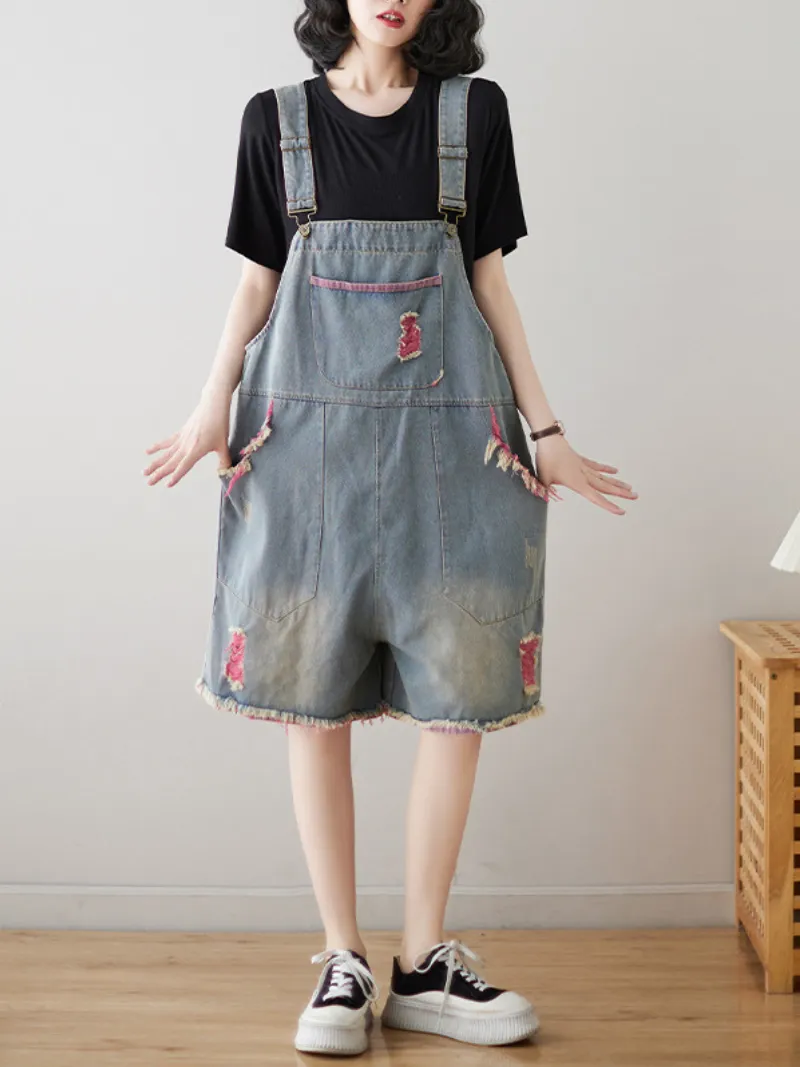 Wear Your Crown Denim High Waist Short Dungarees