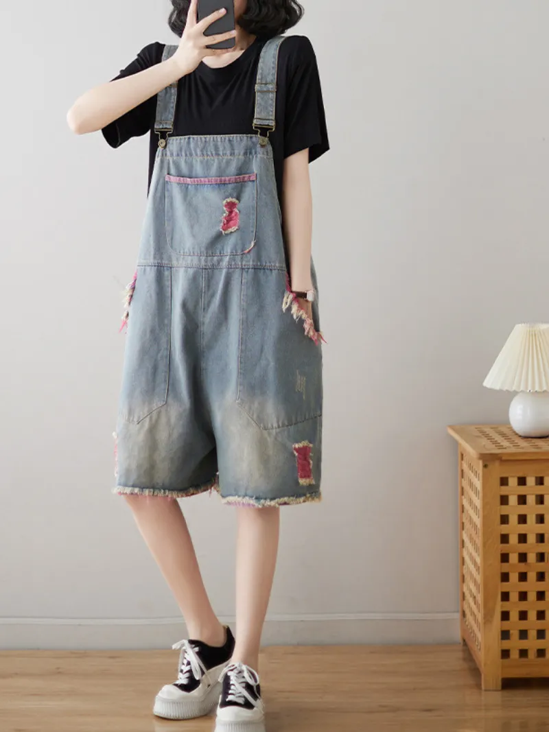 Wear Your Crown Denim High Waist Short Dungarees