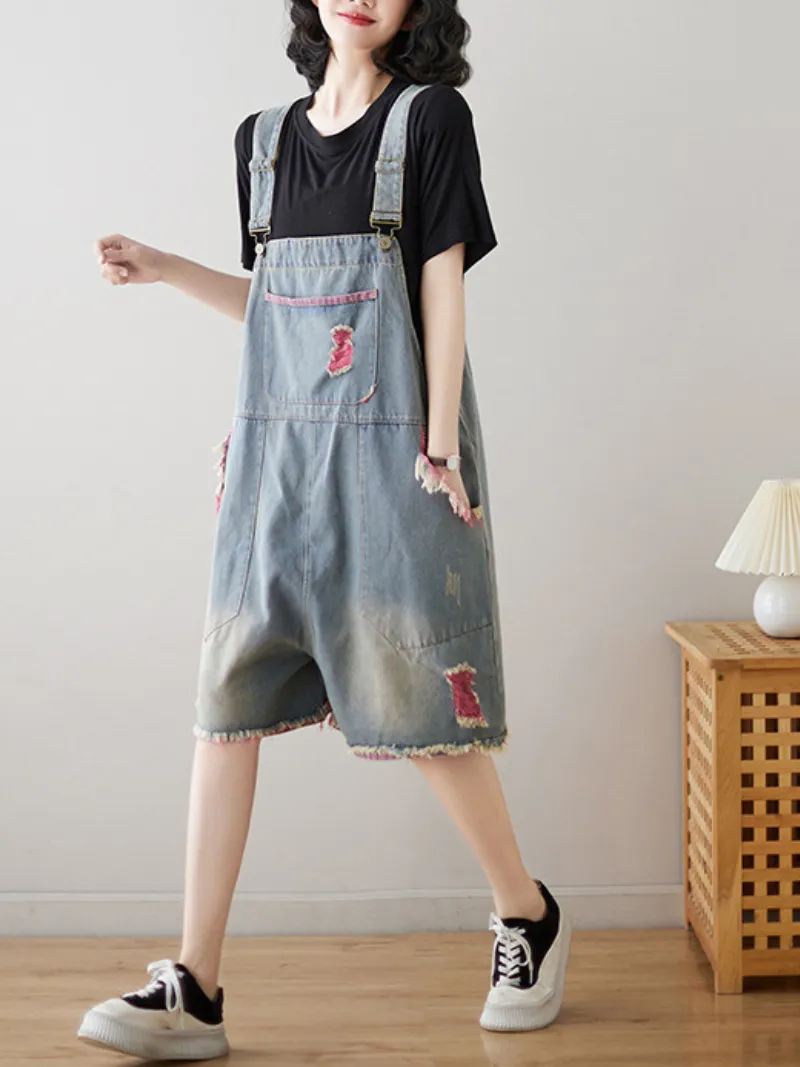 Wear Your Crown Denim High Waist Short Dungarees