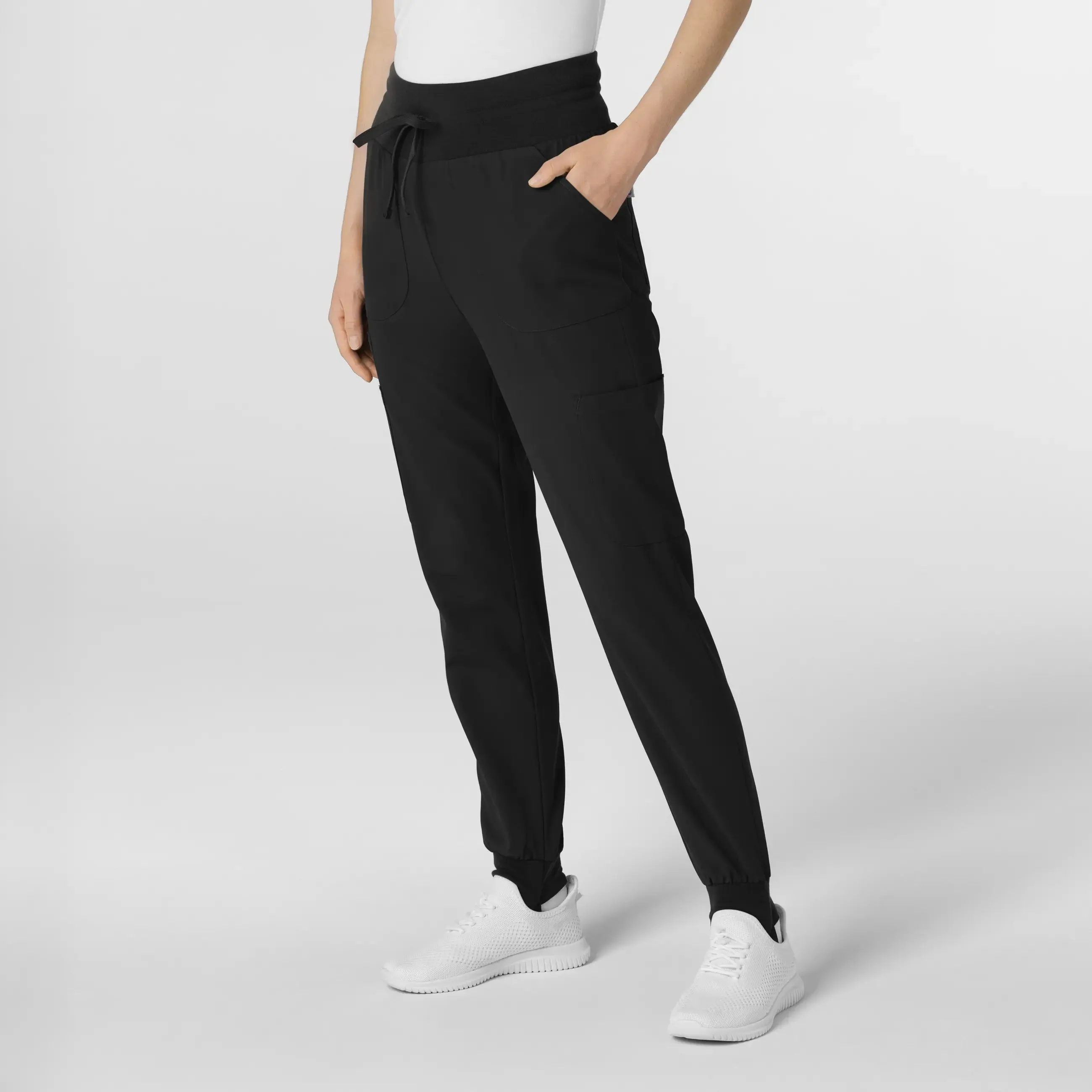 Wink Women's Convertible Stirrup Jogger Scrub Pant - Black