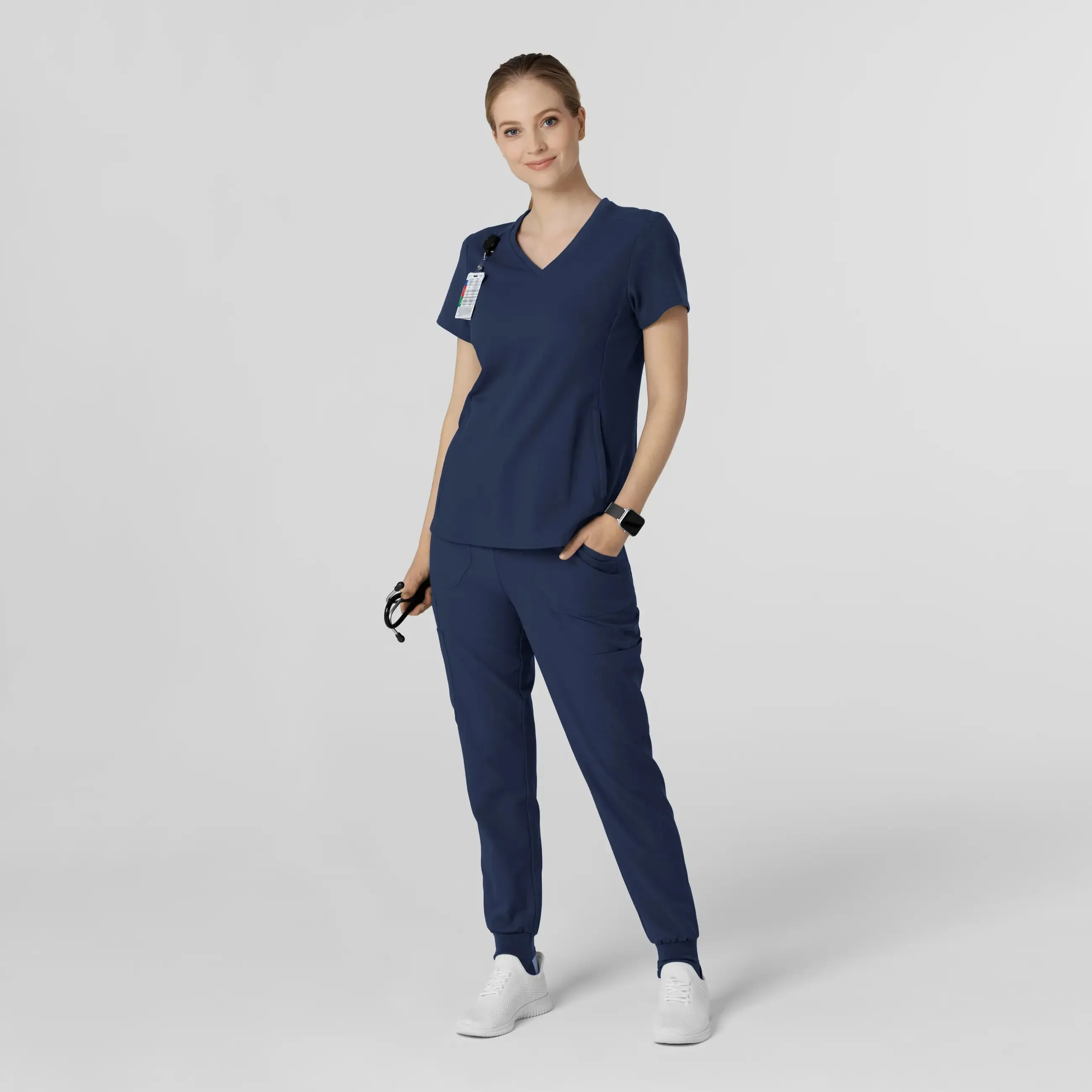 Wink Women's Convertible Stirrup Jogger Scrub Pant - Navy