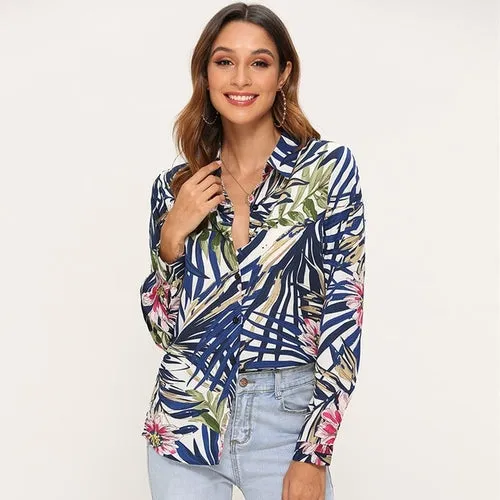 Women Striped Blouses Long Sleeve Chiffon Blouse