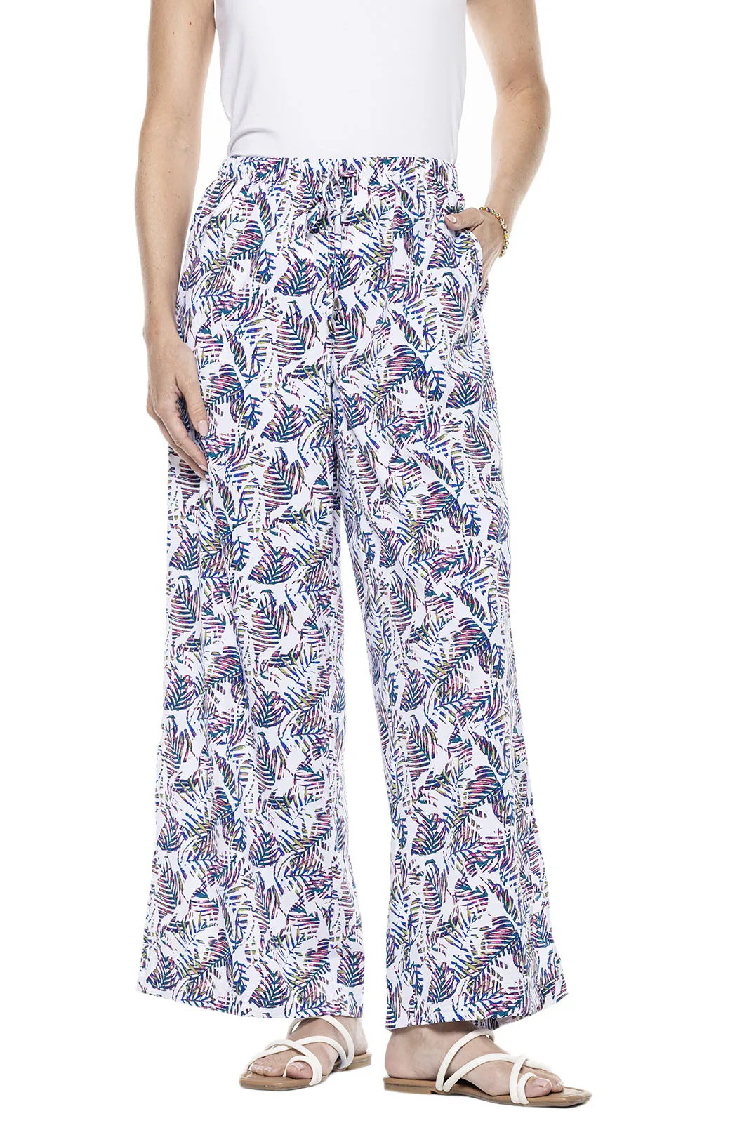 Women's Petra Wide Leg Pants  |  Magnolia Pink Beach Leaves