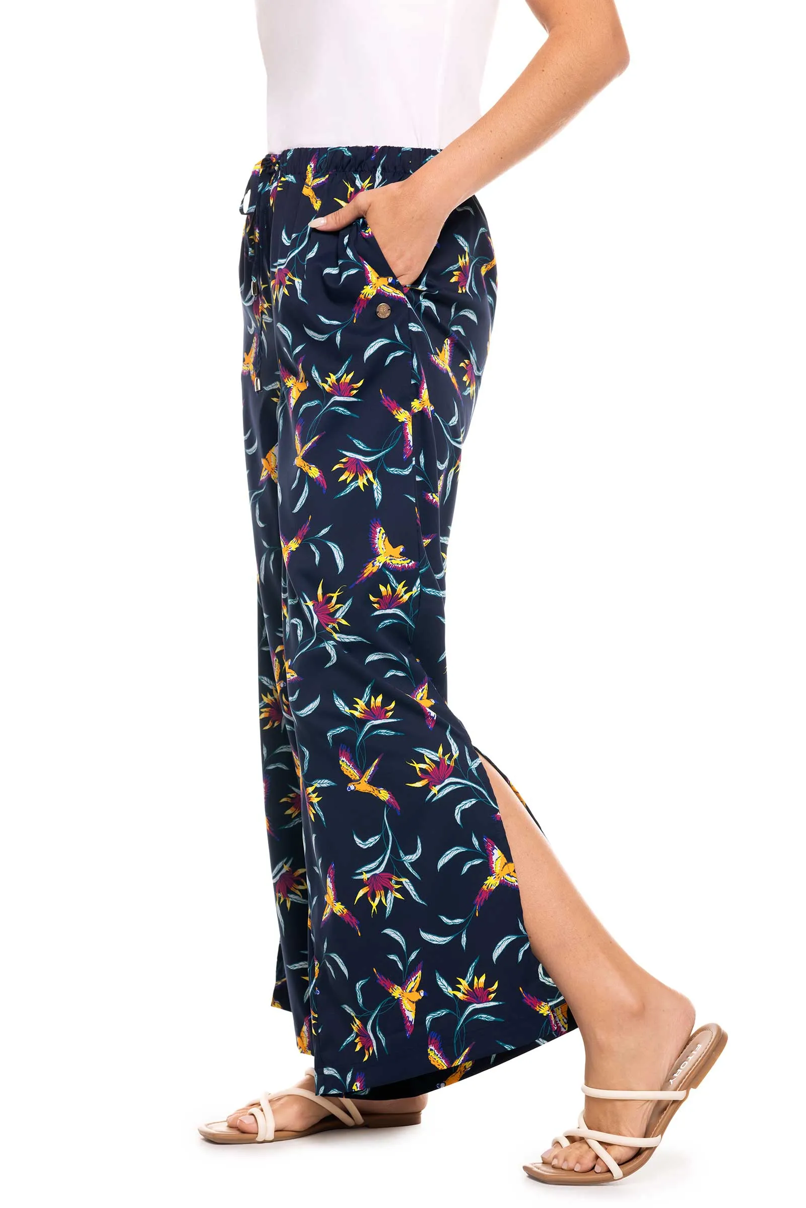 Women's Petra Wide Leg Pants  |  Navy Birds of Paradise