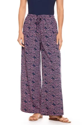 Women's Petra Wide Leg Pants  |  Peachy Pink Etched Flowers