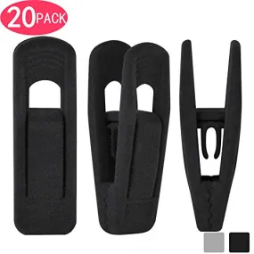 Wonck Black Velvet Hanger Clips 20 Pack, Pants Hangers Velvet Clips for Skirts, Strong Finger Perfect for Thin Velvet Hangers